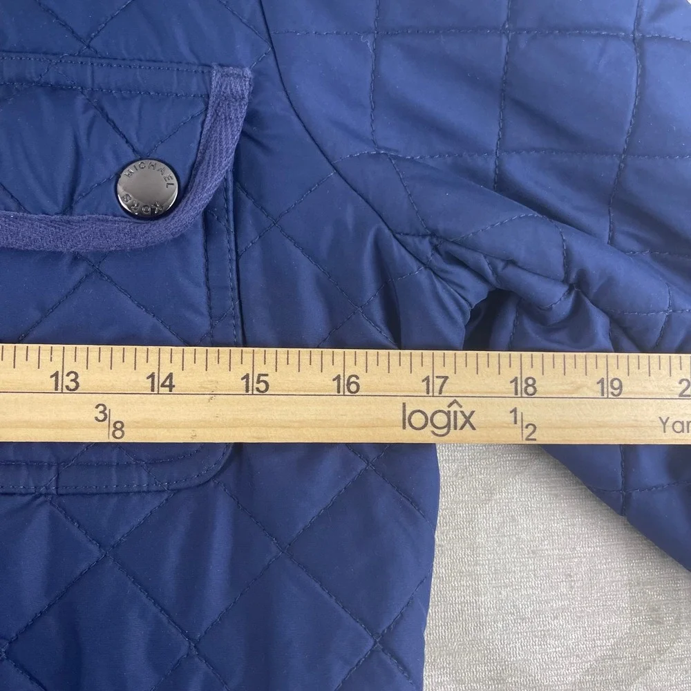 Michael Kors Quilted Snap Button Puffer Jacket Navy Blue‎ Womens Size XS